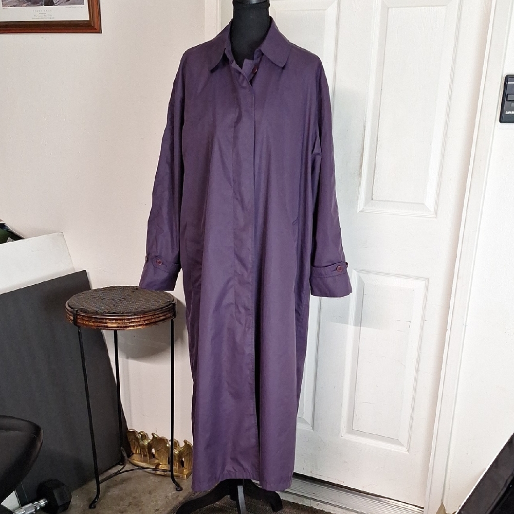 Vintage 90s L.L.Bean Purple Trench Coat Women Size L